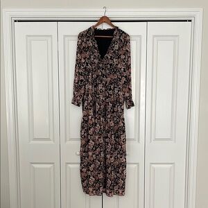 Floral Black and Pink Maxi Dress